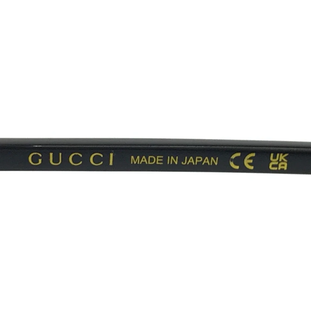 Gucci Eyeglasses Frames GG0130OZ 001 Shiny Black Gold Square Full Rim 53-18-145